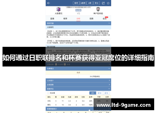 如何通过日职联排名和杯赛获得亚冠席位的详细指南 如何通过日职联排名和杯赛获得亚冠席位的详细指南